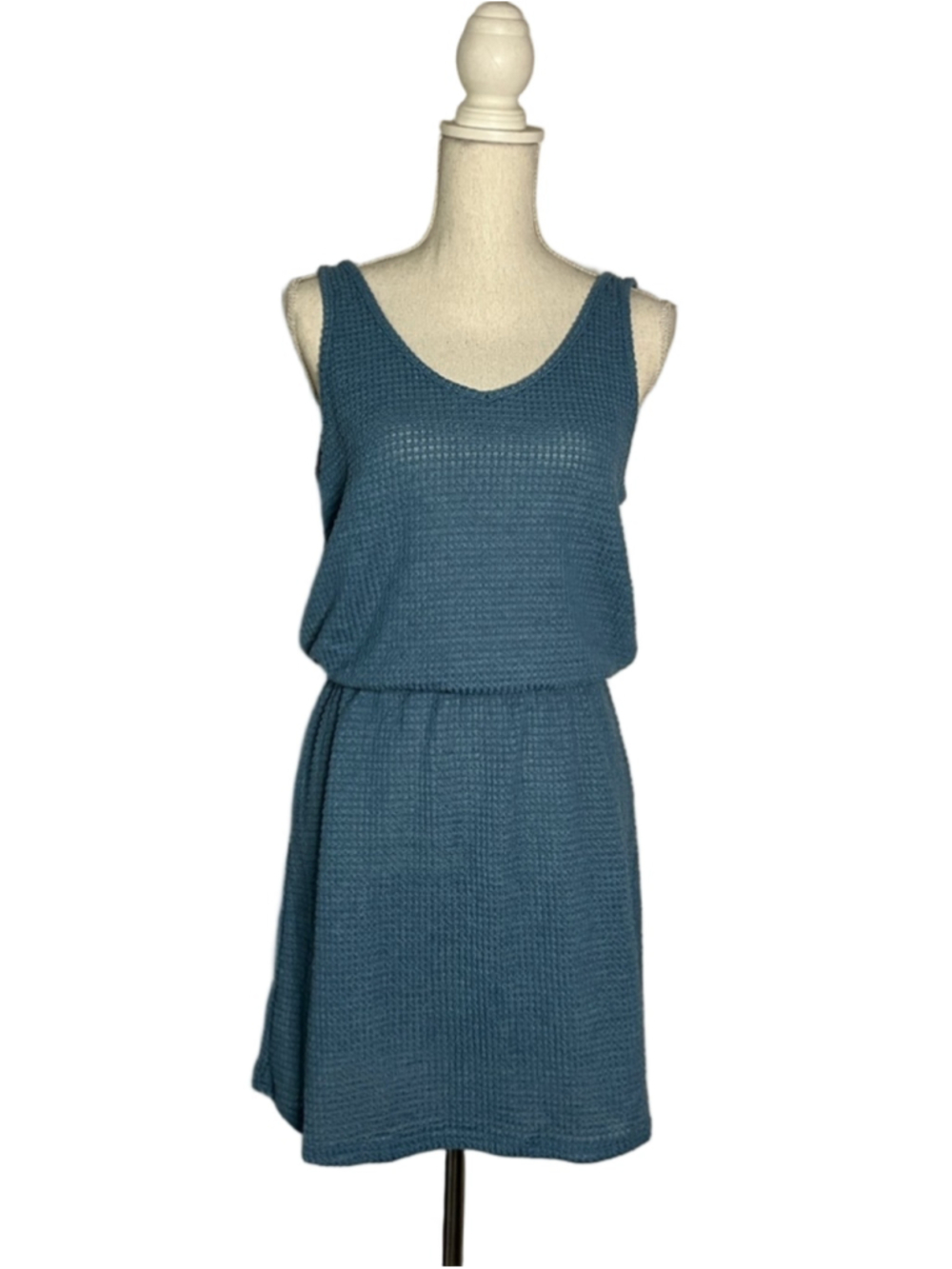 Cupshe Blue Textured Knit Tank Dress